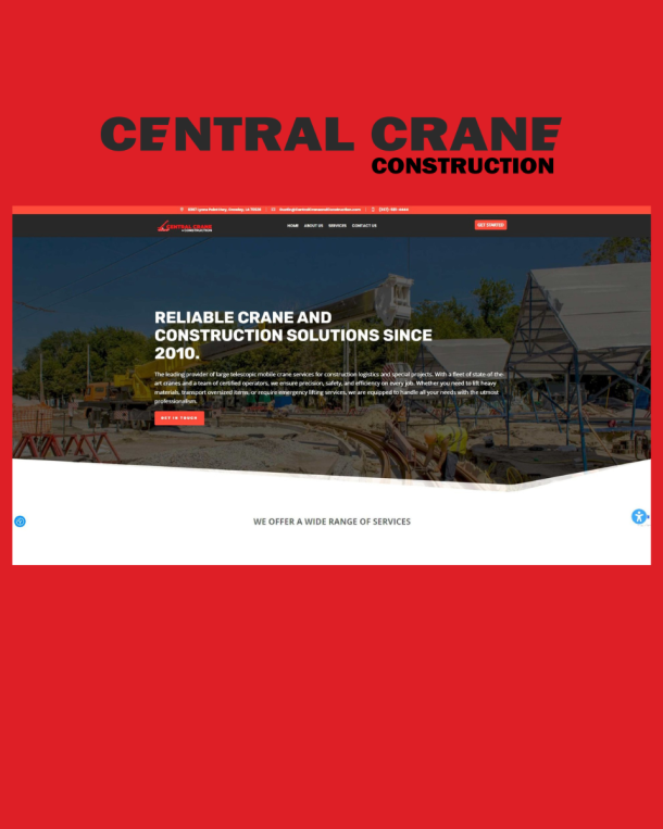 central crane & construction website screenshot