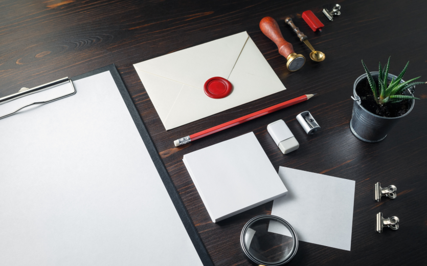 desk with objects on it