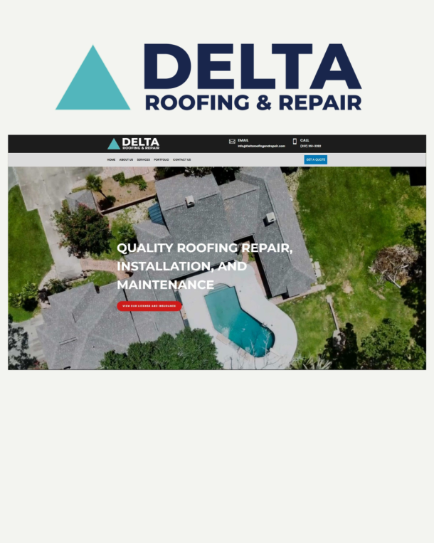 delta roofing & construction website screenshot